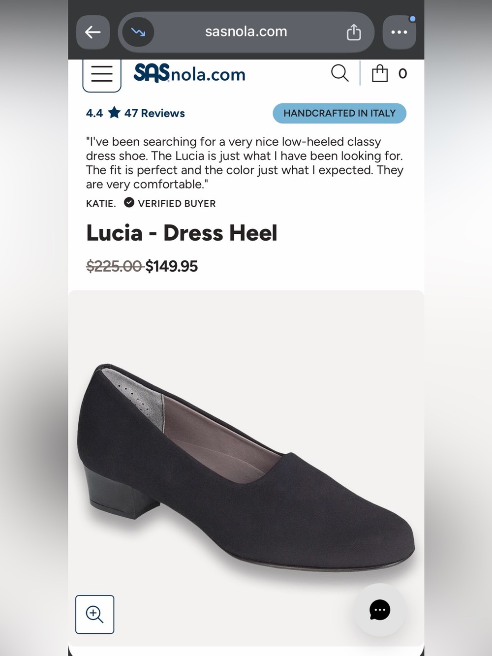 SAS Lucia Black Low Block Dress Heel